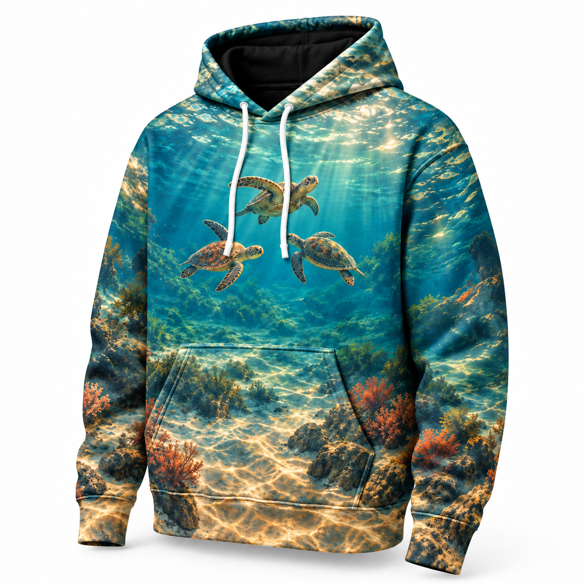 Three Bearings Sea Turtle Hoodie — Triangular Swimmers Print