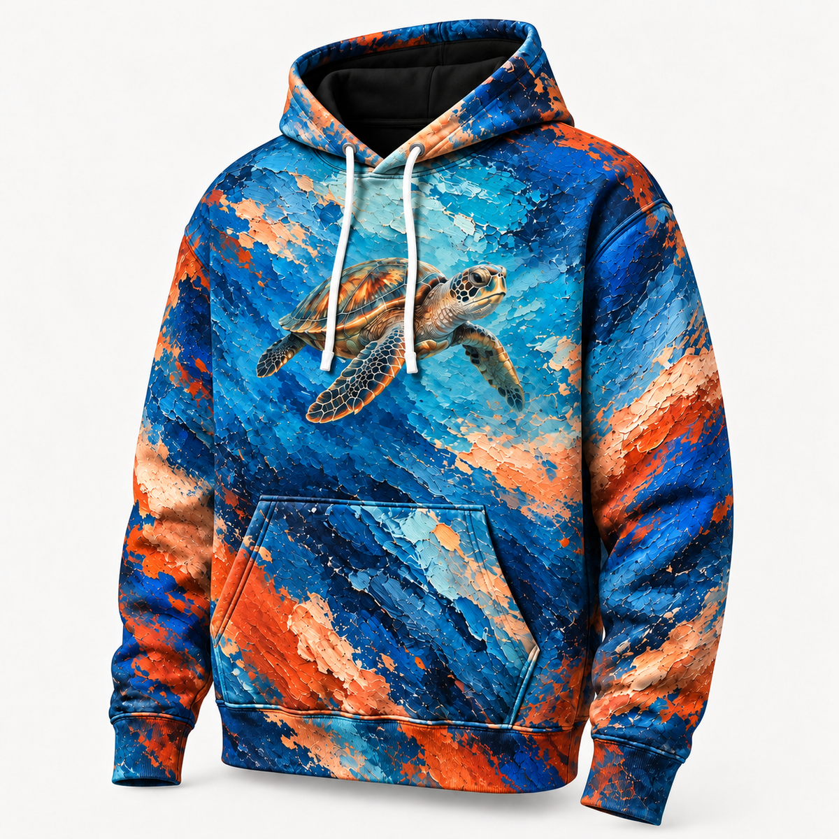Pigment Surge Sea Turtle Hoodie — Palette Knife Print