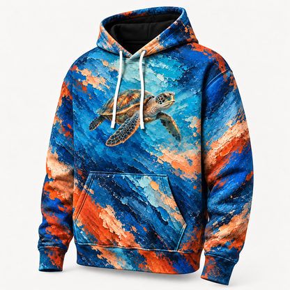 Pigment Surge Sea Turtle Hoodie — Palette Knife Print
