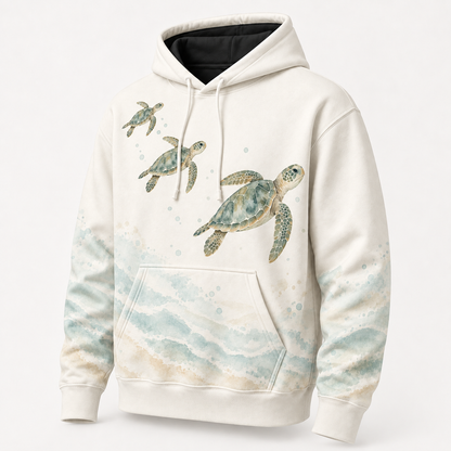 Sea Glass Companions Sea Turtle Hoodie – Soft Watercolor Family Print