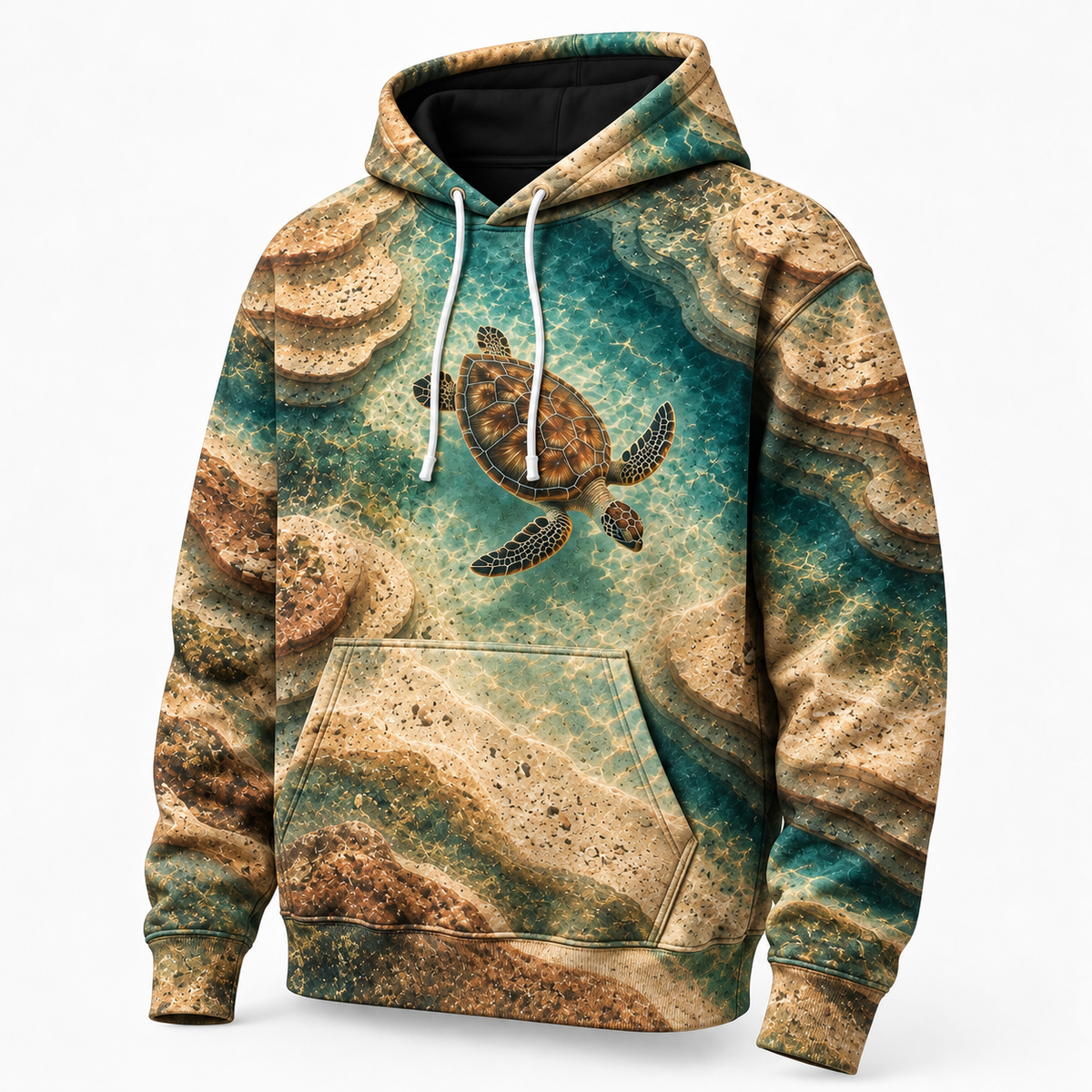 Tidal Terraces Sea Turtle Hoodie — Sediment Relief Print