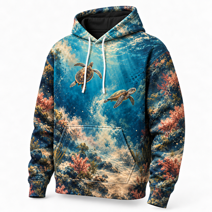 Different Depths Sea Turtle Hoodie — Perspective Pair Print