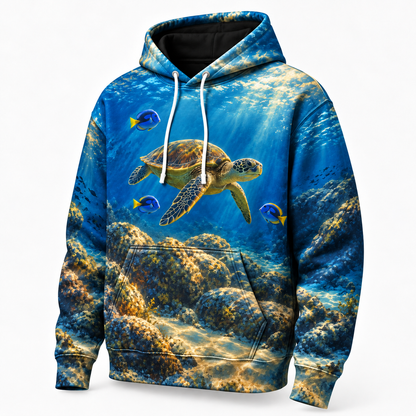 Cleaning Station Sea Turtle Hoodie — Reef Fish Encounter Print
