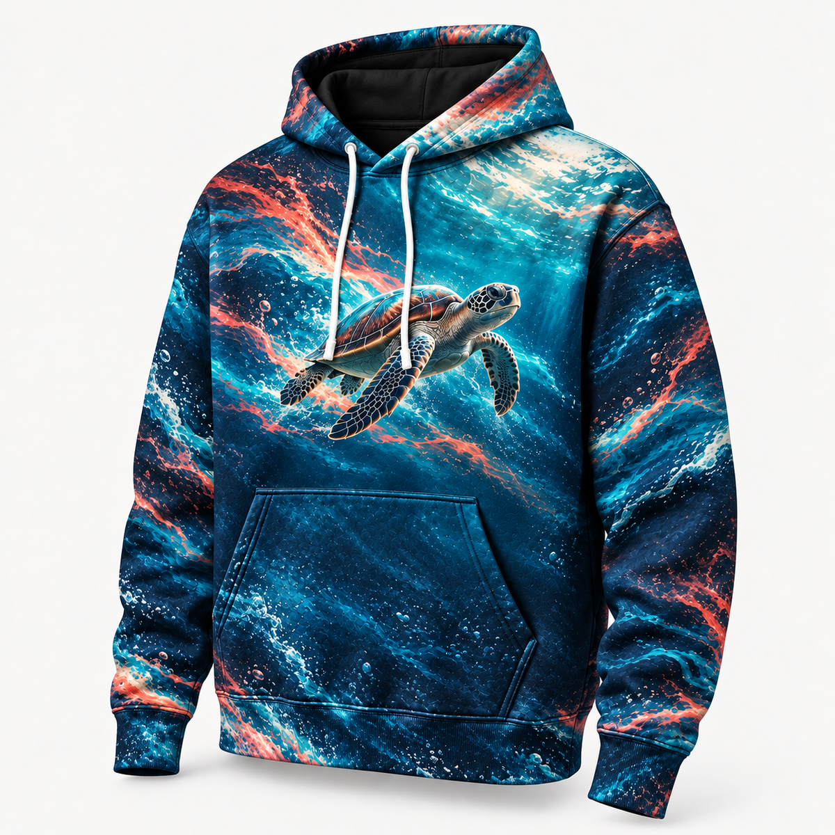 Chromatic Slipstream Sea Turtle Hoodie — Color Echo Print