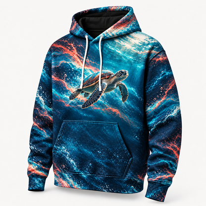 Chromatic Slipstream Sea Turtle Hoodie — Color Echo Print