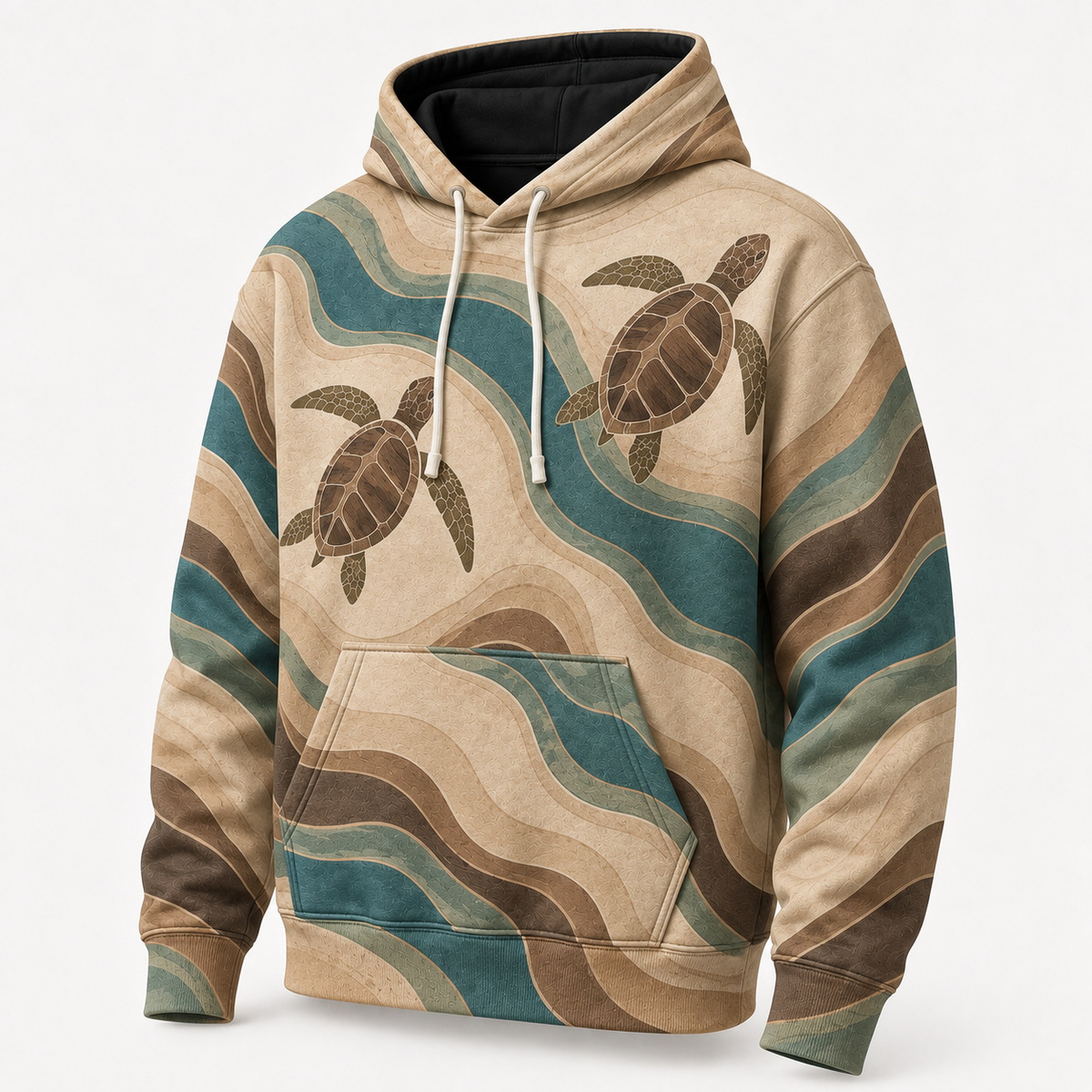 Contour Lagoon Sea Turtle Hoodie – Earth Tone Current Print