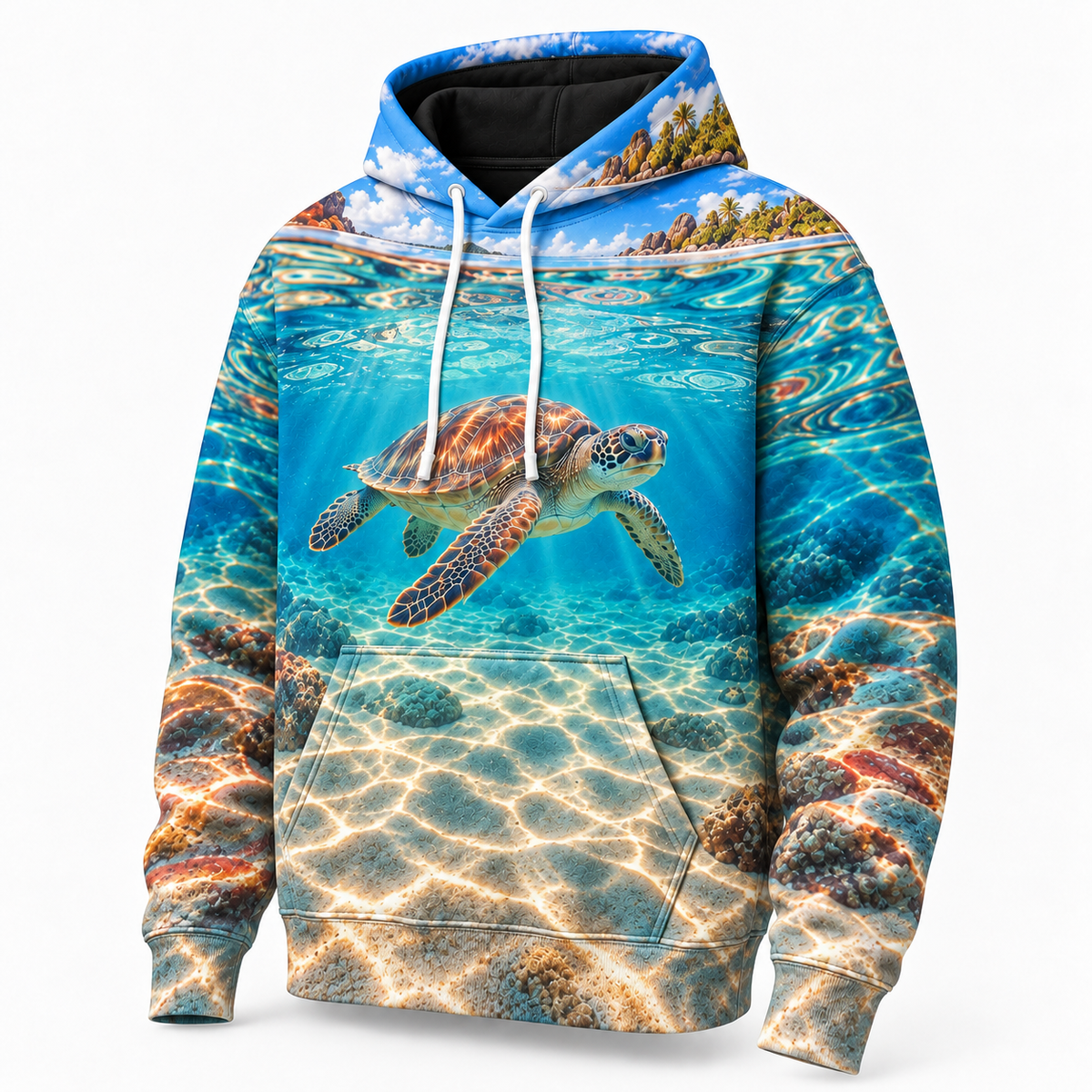 Surface Lens Sea Turtle Hoodie — Split Level Water Print