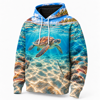 Surface Lens Sea Turtle Hoodie — Split Level Water Print