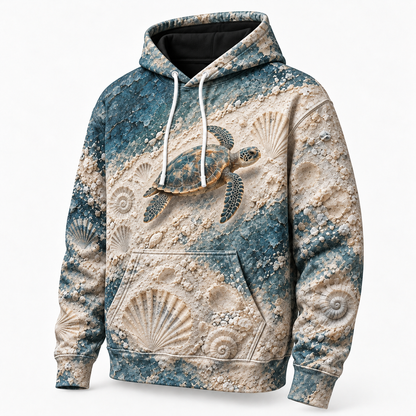 Salt Impressions Sea Turtle Hoodie — Pressed Shell Relief Print