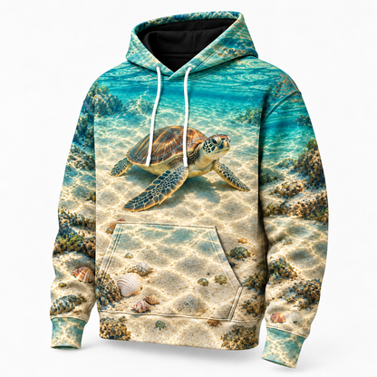 Sand Rest Sea Turtle Hoodie — Resting Turtle Print