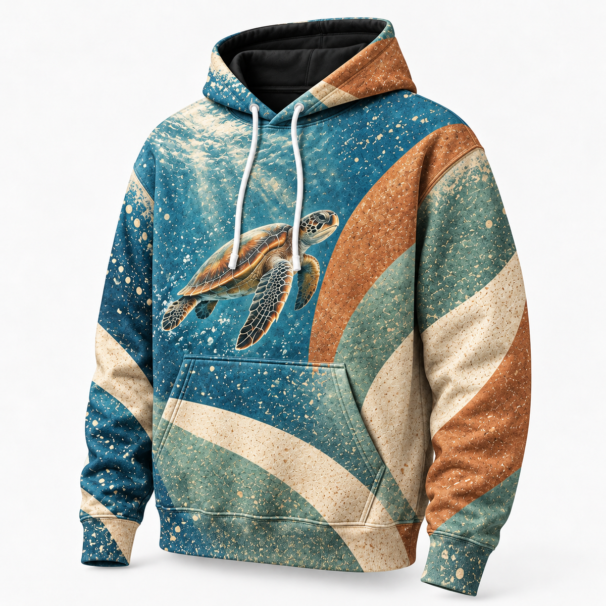 Arc Balance Sea Turtle Hoodie — Asymmetric Arc Print