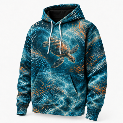 Tide Frequency Sea Turtle Hoodie — Interference Dot Print