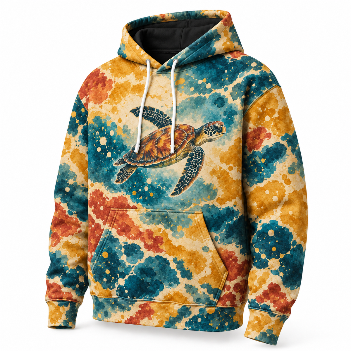 Waxwater Study Sea Turtle Hoodie — Wax Resist Ocean Print