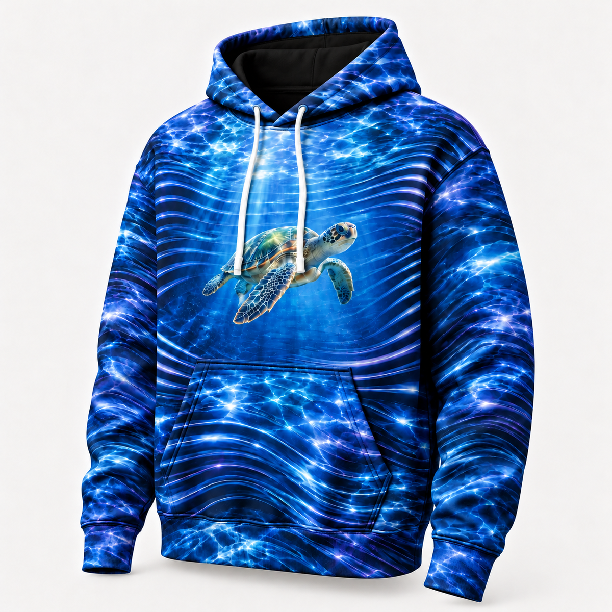 Lenticular Sea — Sea Turtle Hoodie — Layered Refraction Print