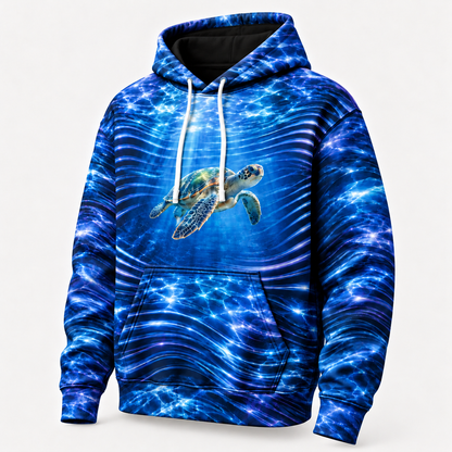 Lenticular Sea — Sea Turtle Hoodie — Layered Refraction Print