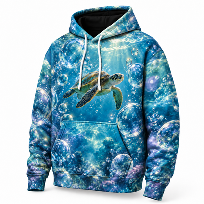 Bubble Atrium Sea Turtle Hoodie — Underwater Bubble Print