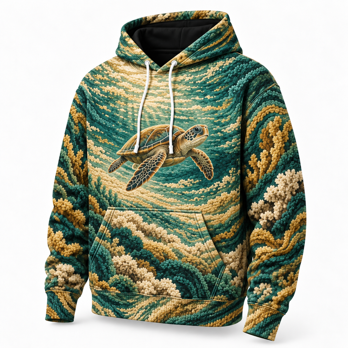 Chenille Drift Sea Turtle Hoodie — Chenille Illusion Print