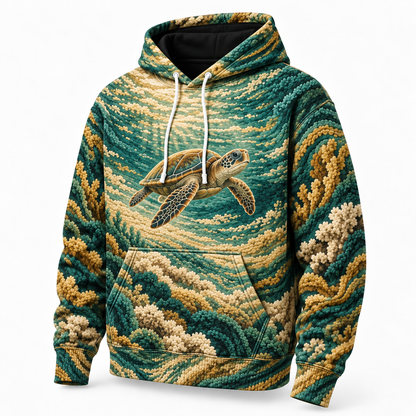 Chenille Drift Sea Turtle Hoodie — Chenille Illusion Print