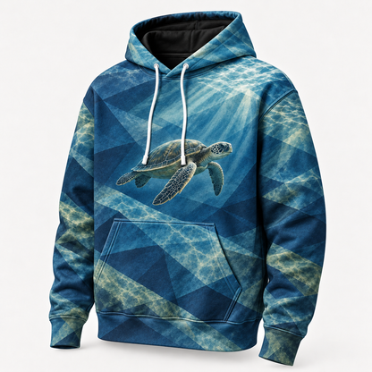 Topo Shadowplay Sea Turtle Hoodie — Folded Water Plane Print