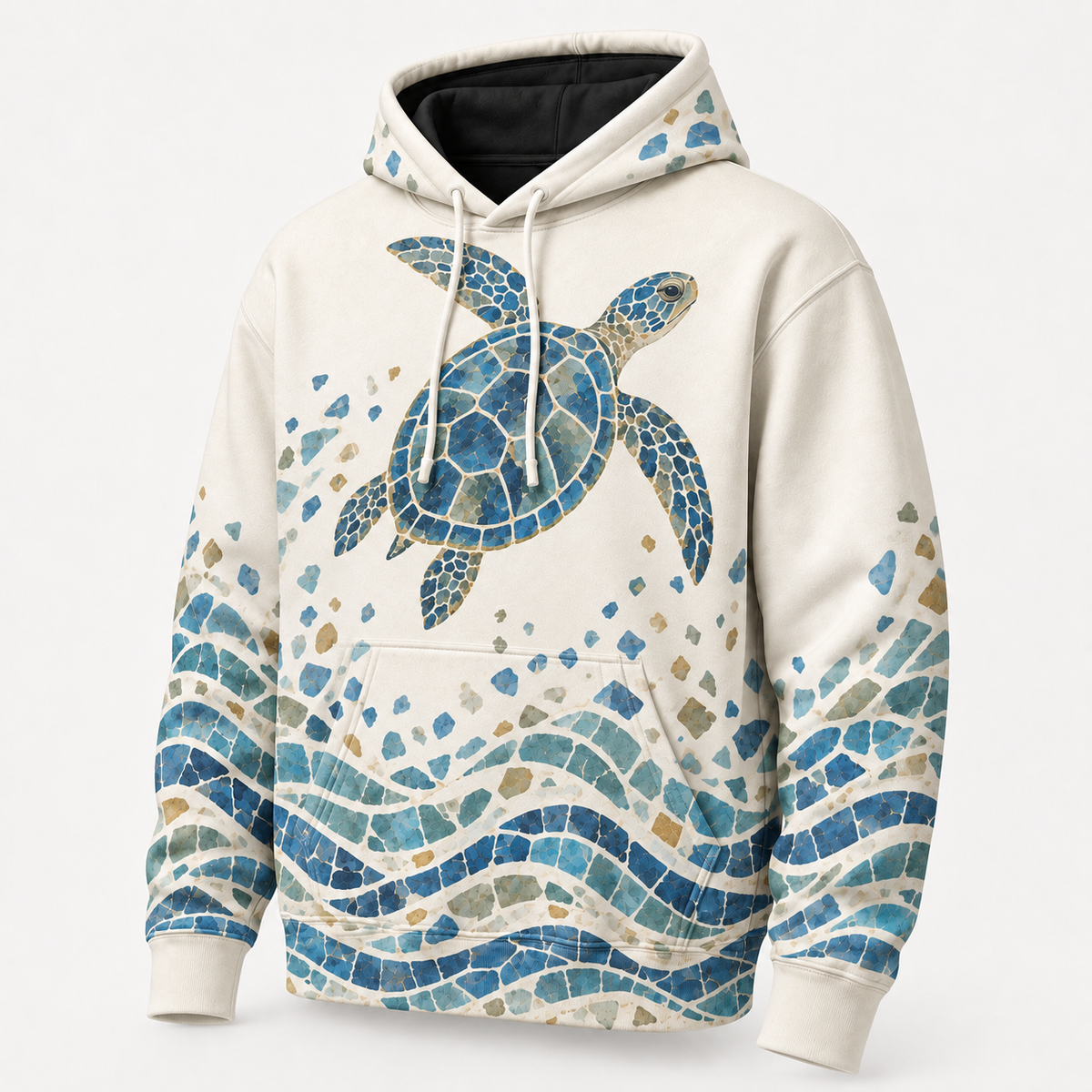 Tidal Mosaic Sea Turtle Hoodie – Sea Glass Mosaic Print