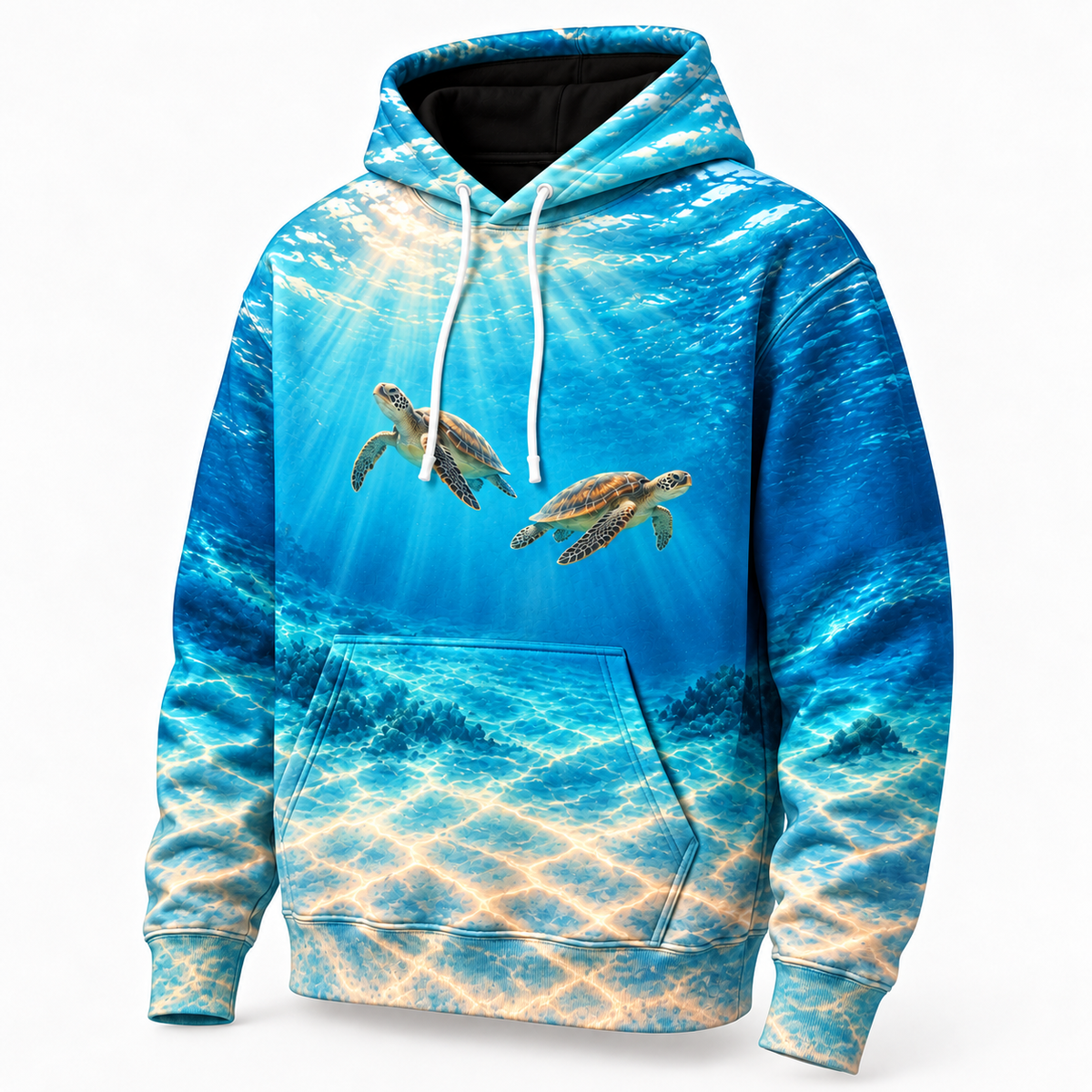 Wide Open Together Sea Turtle Hoodie — Side by Side Ocean Print