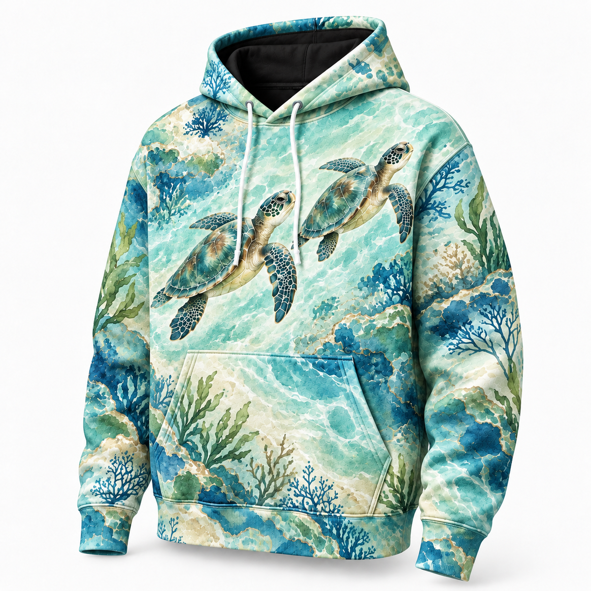 Seaglass Archipelago Sea Turtle Hoodie — Sea Glass Watercolor Print
