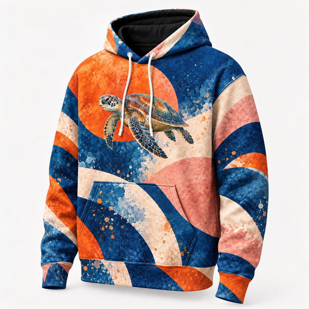 Tidal Composition Sea Turtle Hoodie — Modernist Geometry Print