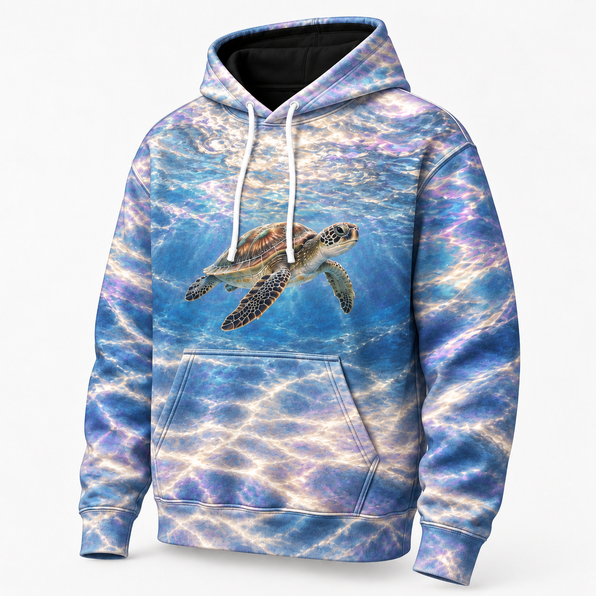Pearl Interference Sea Turtle Hoodie — Pearlescent Wavelet Print