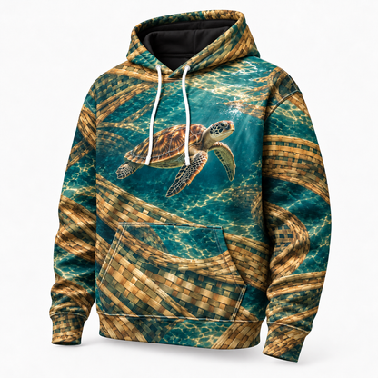 Basketwater Sea Turtle Hoodie — Basket Weave Print
