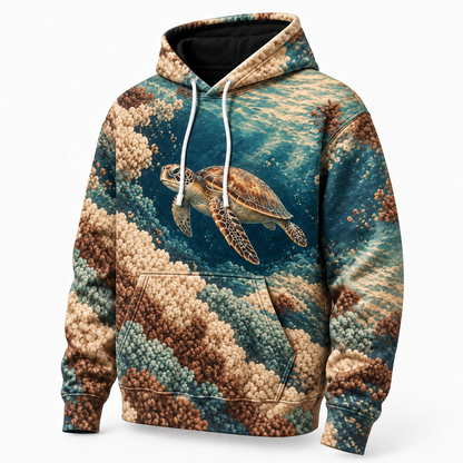 Boucle Bay Sea Turtle Hoodie — Soft Loop Texture Print
