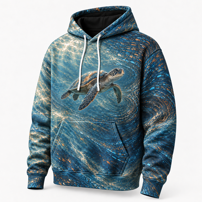 Magnetic Tide Sea Turtle Hoodie — Flow Field Print