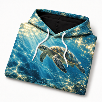 Water Halo Break Sea Turtle Hoodie — Broken Light Arc Print