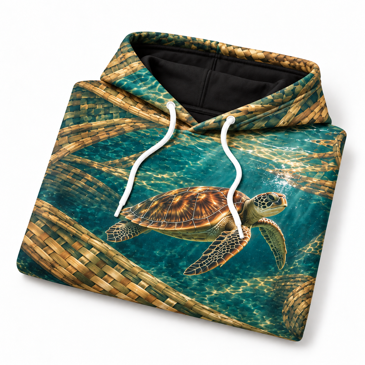 Basketwater Sea Turtle Hoodie — Basket Weave Print