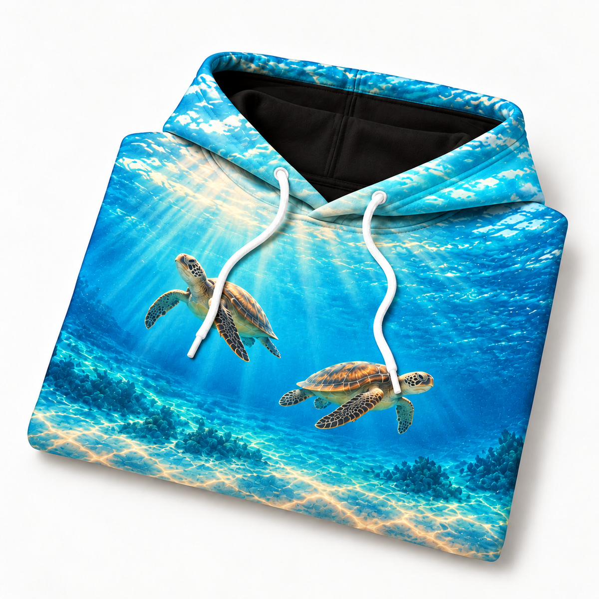 Wide Open Together Sea Turtle Hoodie — Side by Side Ocean Print