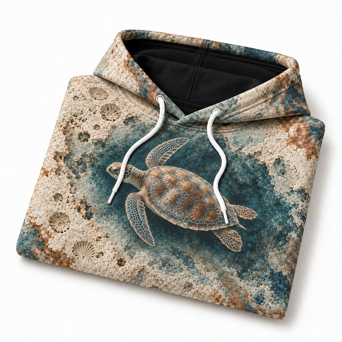 Limestone Drift Sea Turtle Hoodie — Chalk Coast Relief Print