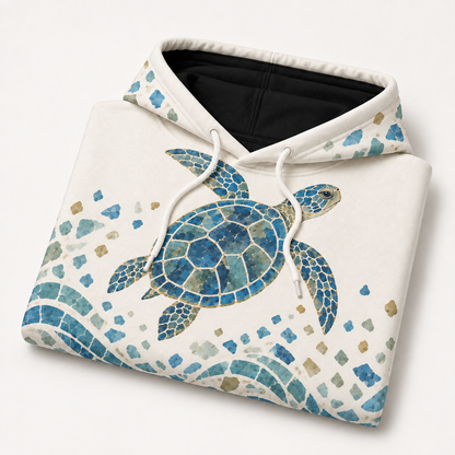 Tidal Mosaic Sea Turtle Hoodie – Sea Glass Mosaic Print