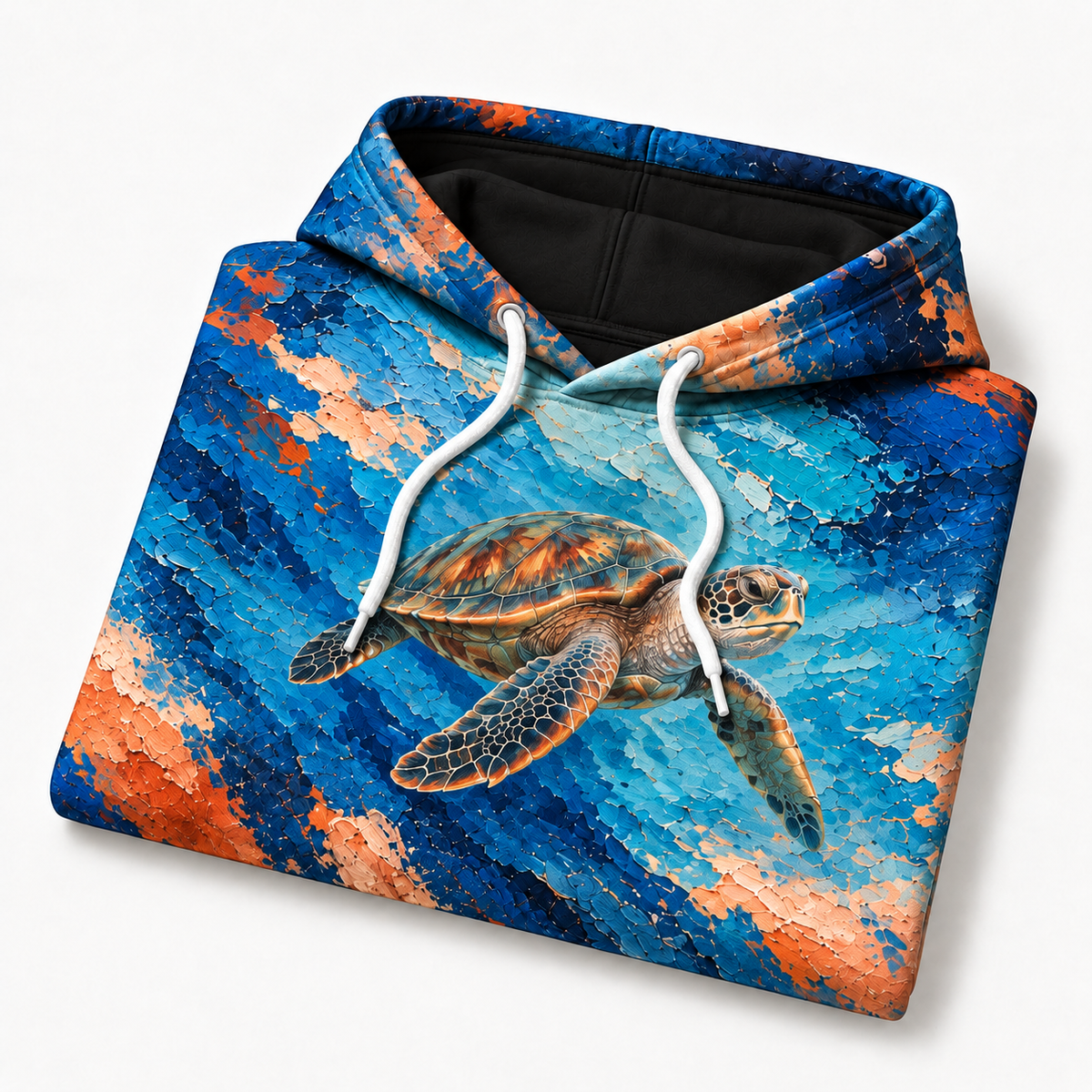 Pigment Surge Sea Turtle Hoodie — Palette Knife Print