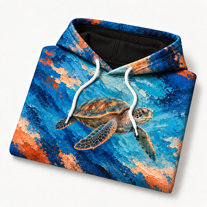Pigment Surge Sea Turtle Hoodie — Palette Knife Print