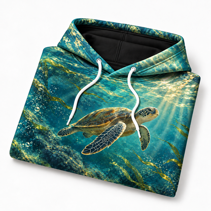Current Rider Sea Turtle Hoodie — Banking Turtle Print