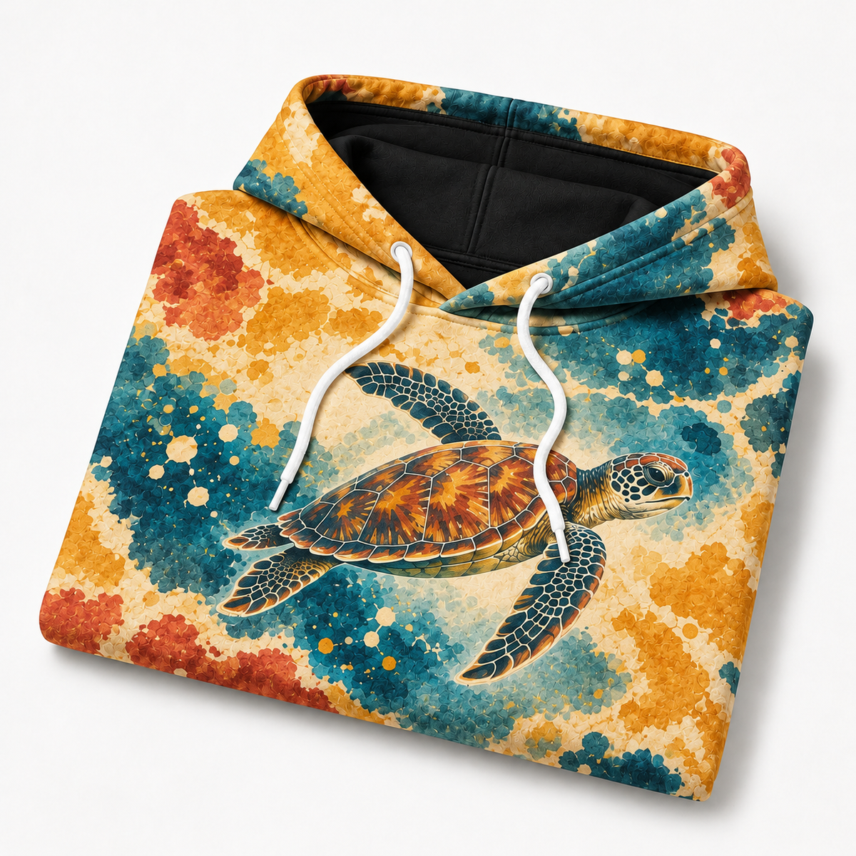 Waxwater Study Sea Turtle Hoodie — Wax Resist Ocean Print