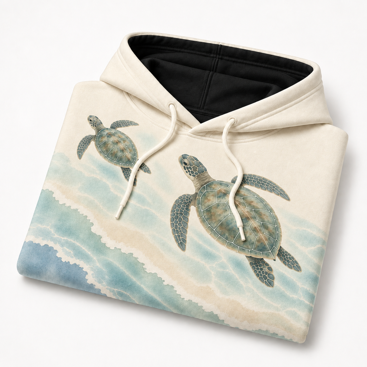 Honu Shallows Sea Turtle Hoodie — Soft Coastal Watercolor Print
