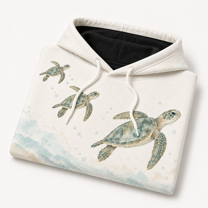 Sea Glass Companions Sea Turtle Hoodie – Soft Watercolor Family Print