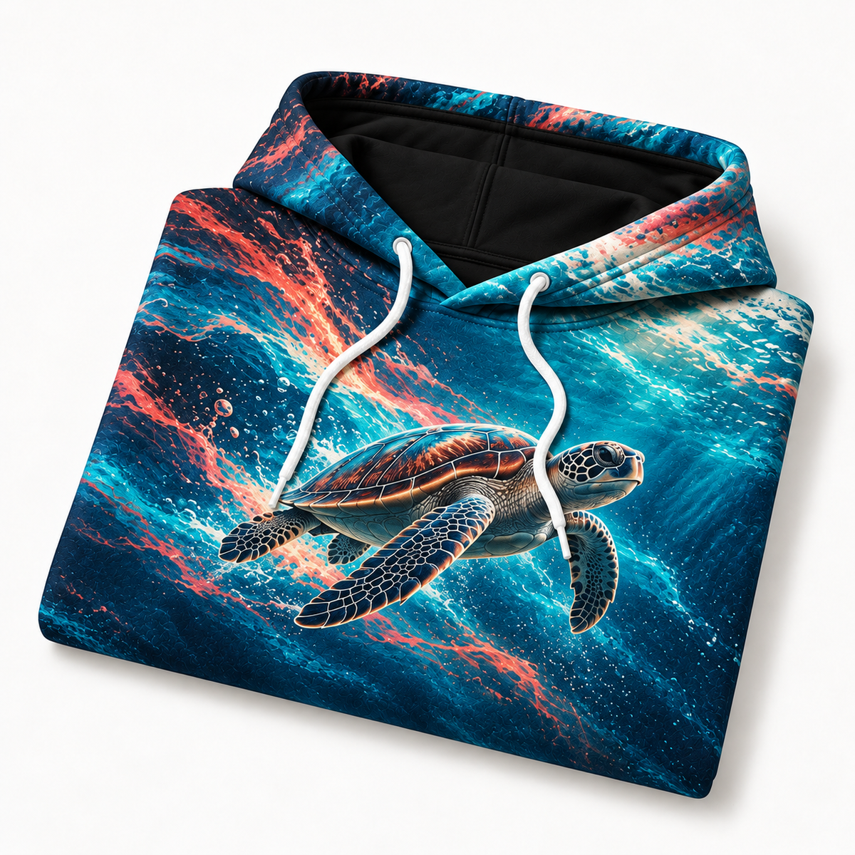 Chromatic Slipstream Sea Turtle Hoodie — Color Echo Print