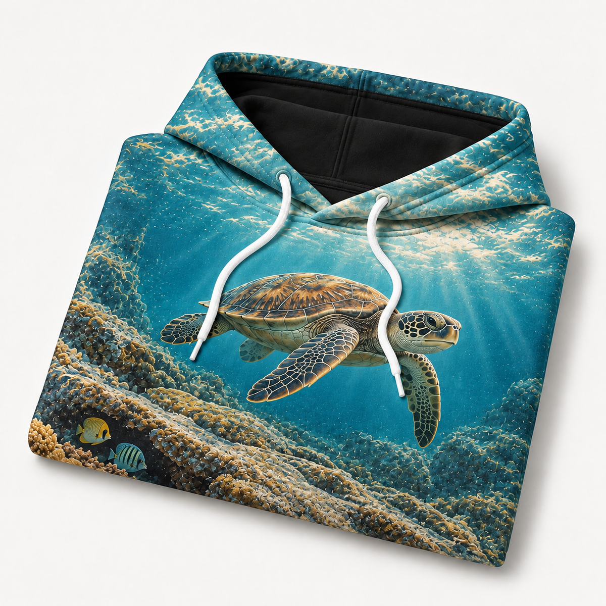 Reef Lookout Sea Turtle Hoodie — Rock Ledge Encounter Print