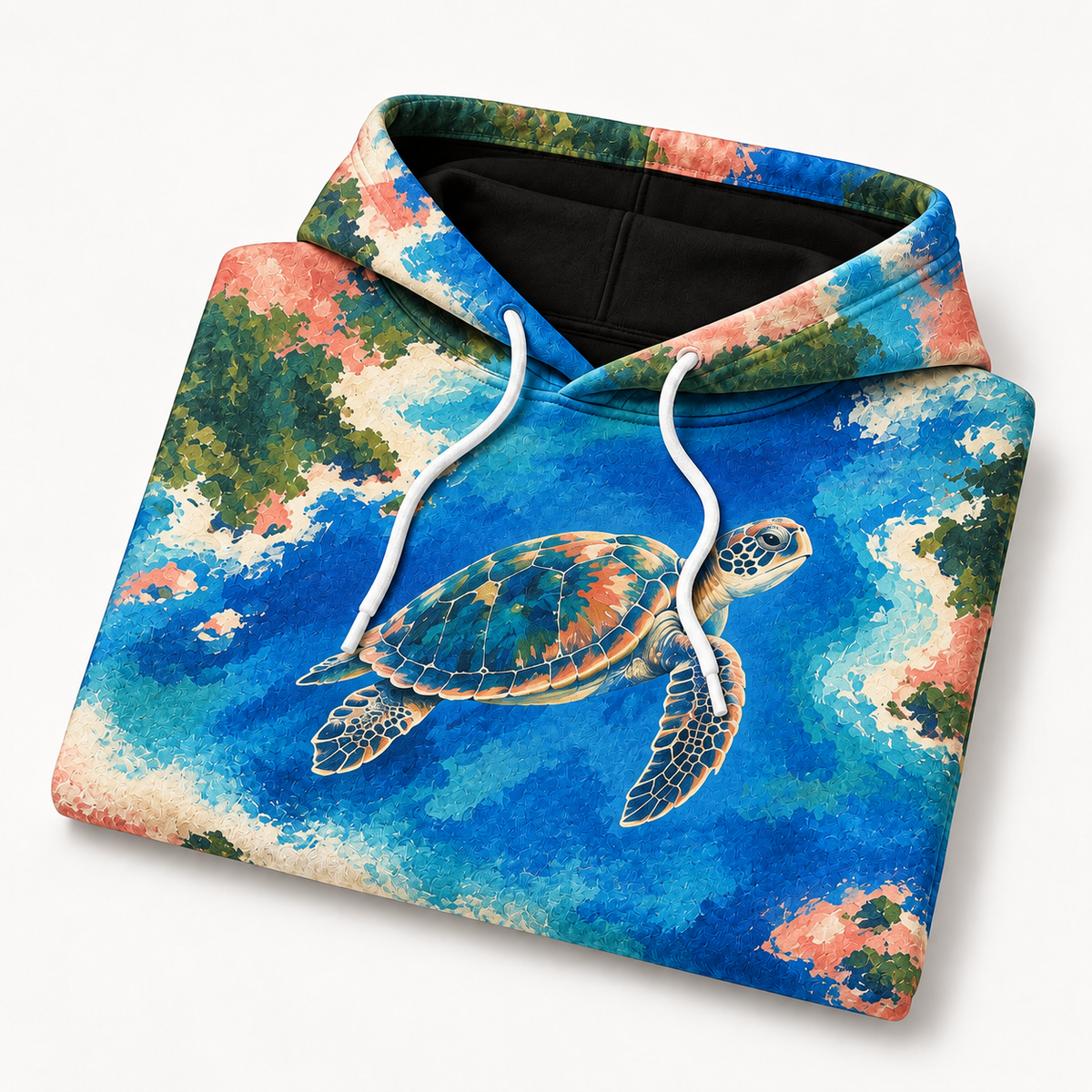 Gouache Islands Sea Turtle Hoodie — Opaque Brush Print