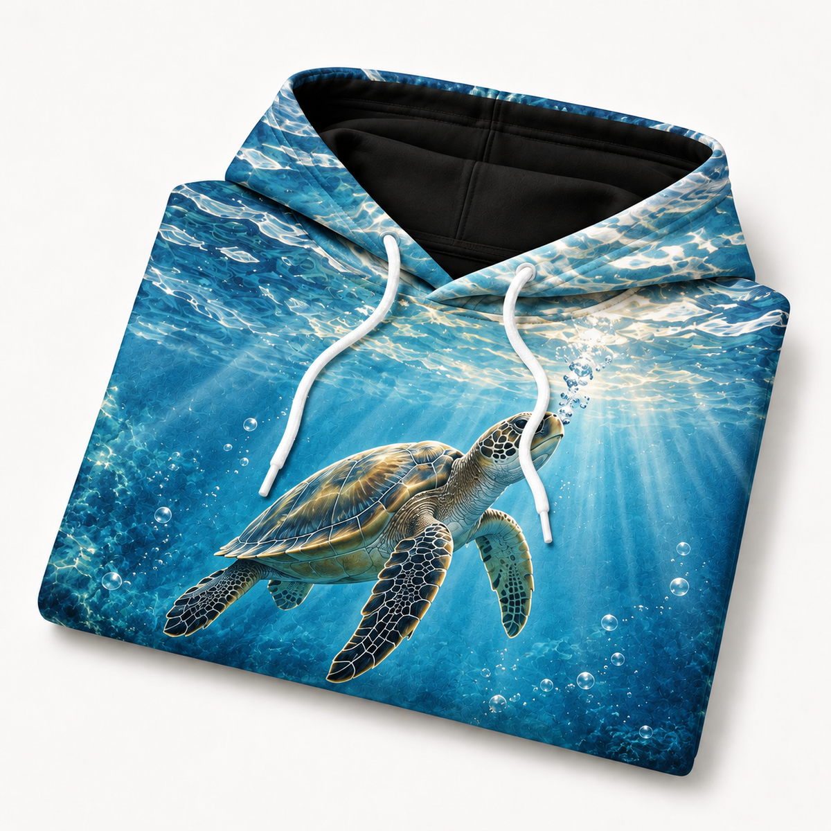 Breath of Blue Sea Turtle Hoodie — Surfacing Turtle Print