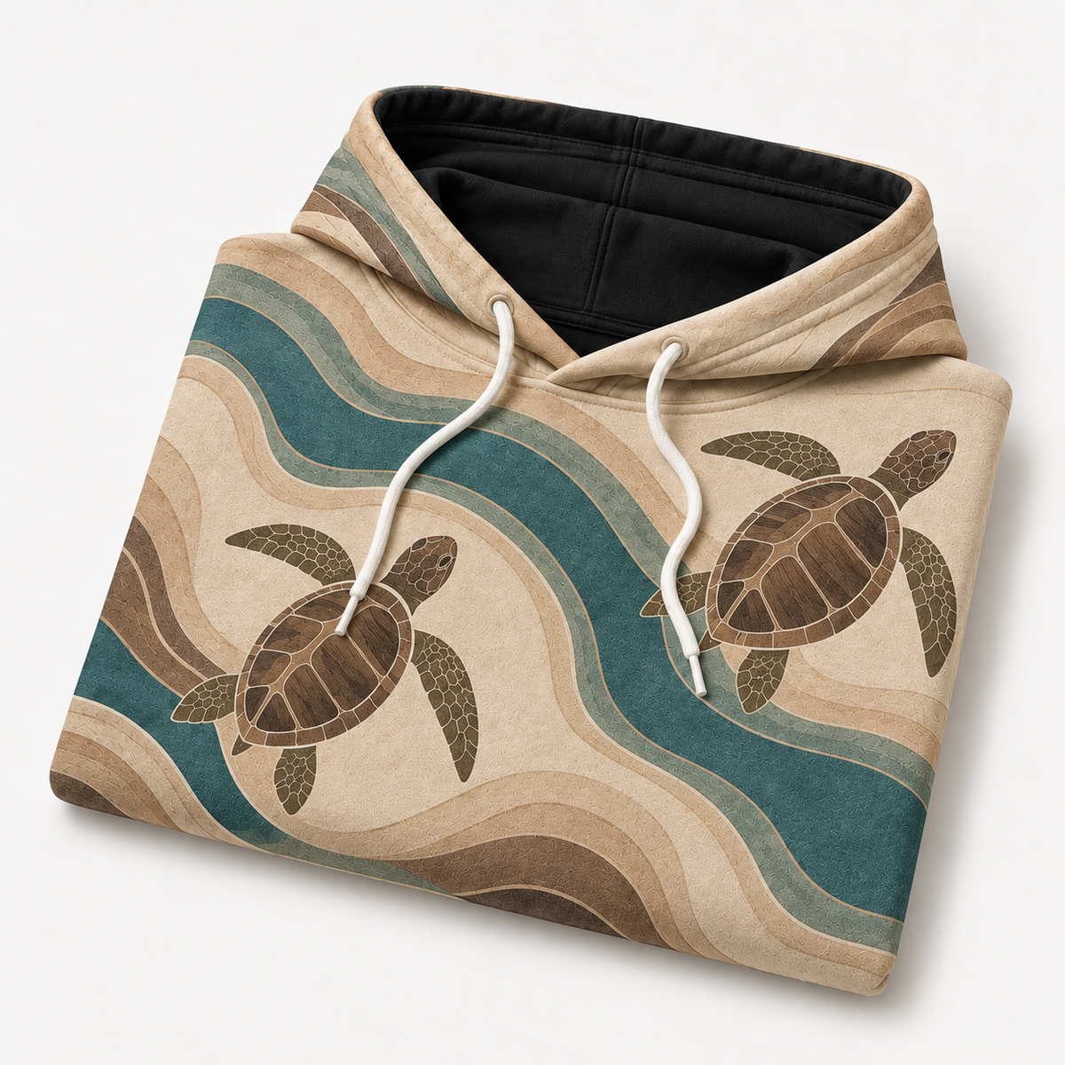 Contour Lagoon Sea Turtle Hoodie – Earth Tone Current Print