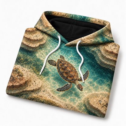 Tidal Terraces Sea Turtle Hoodie — Sediment Relief Print