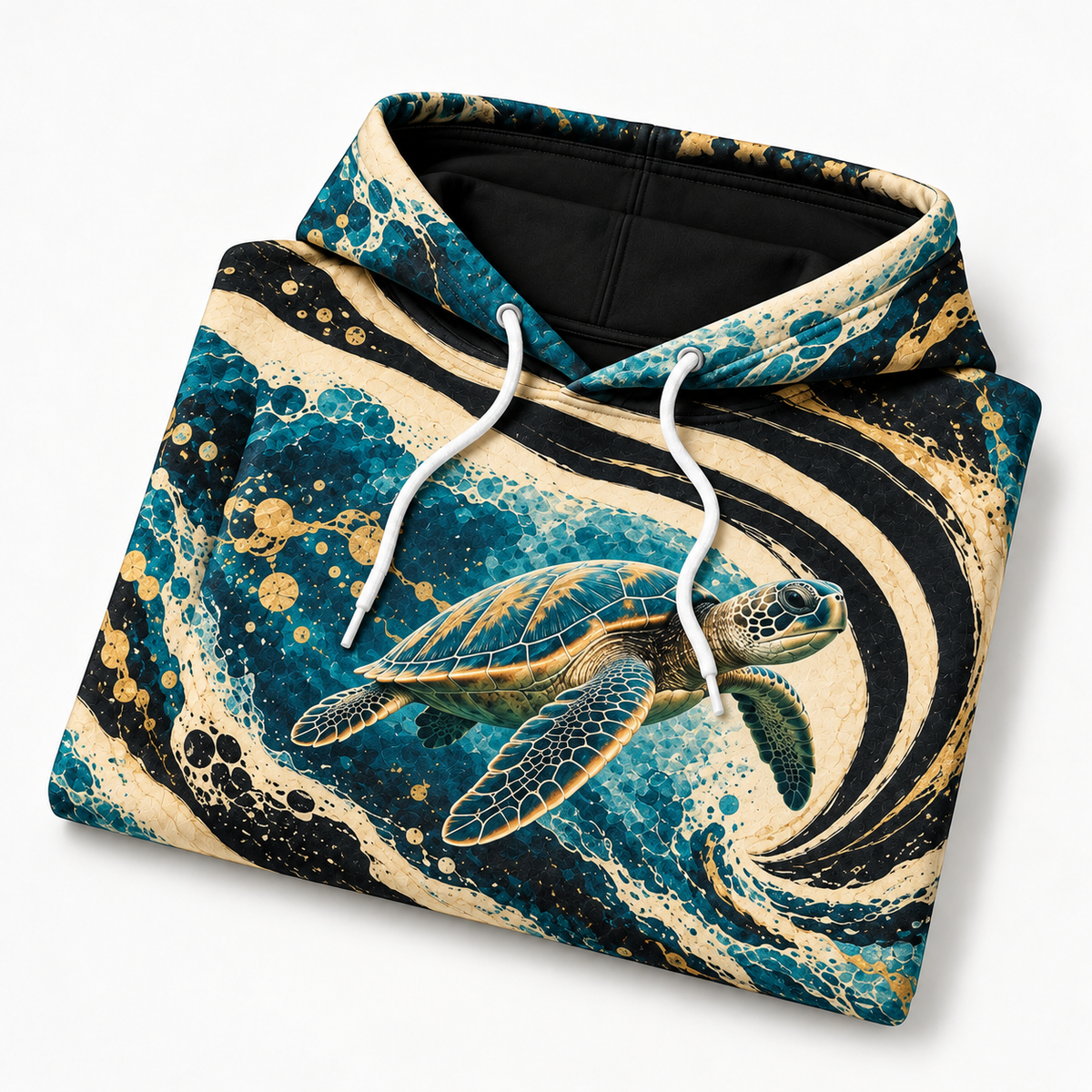 Op Current Sea Turtle Hoodie — Optical Stripe Print