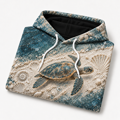 Salt Impressions Sea Turtle Hoodie — Pressed Shell Relief Print